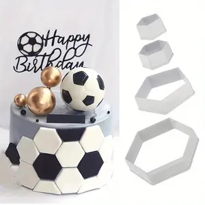 4pcs Cake Mold, Plastic Biscuit Moulding Tool, Hexagon Football Shape Cake Mold, Bakeware Supplies