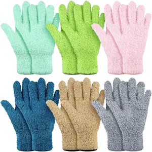 6 Pairs Microfiber Dusting Gloves, Dusting Cleaning Gloves Microfiber Gloves for Plants House Blinds Car Dust Mitt (Fresh Color, Medium)