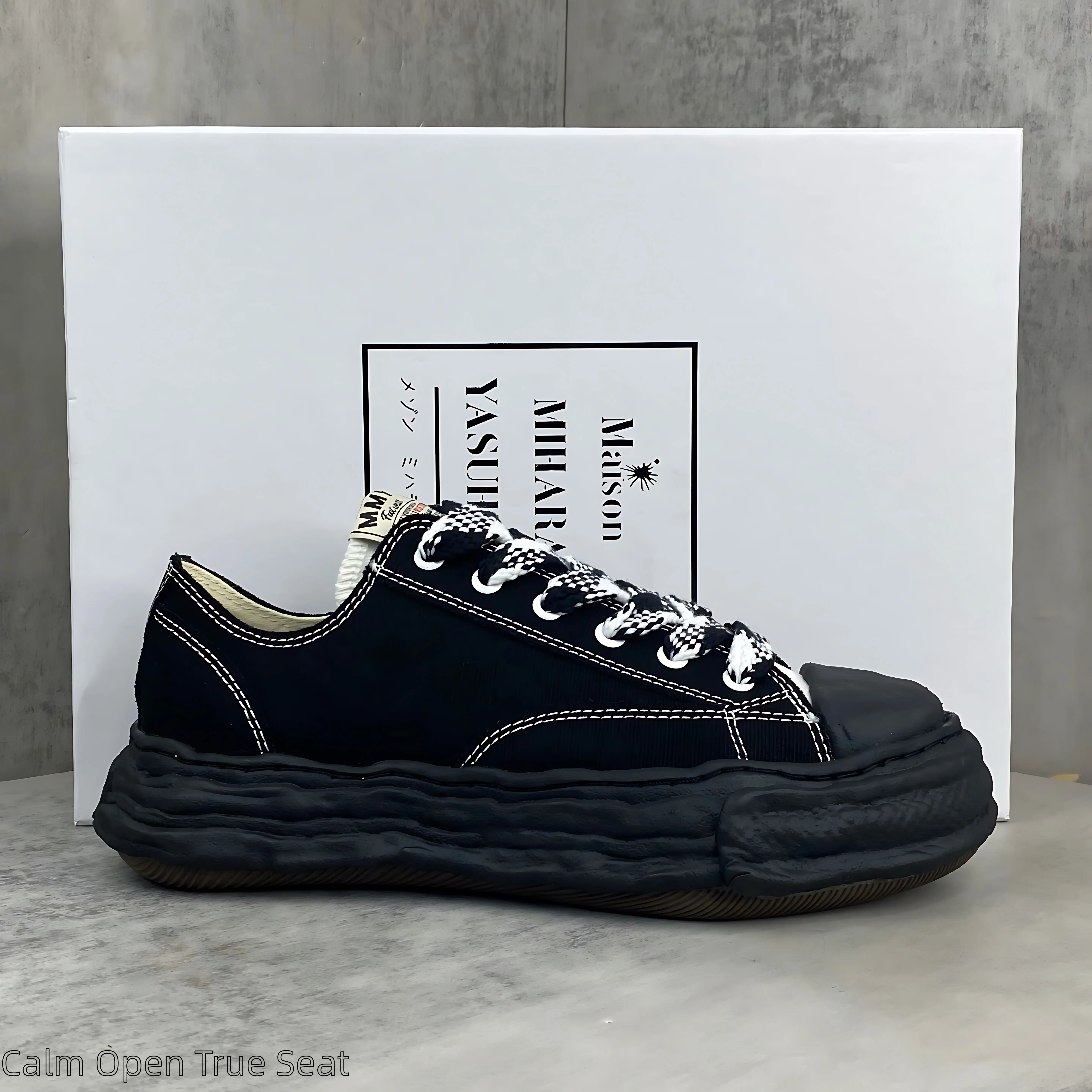 Want edgy dark vintage platform shoes to elevate your grunge daily outfits? Unisex canvas wavy sole casual sneakers with woven patterned laces come brand new sealed with original shoe box