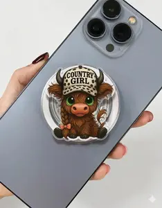 Country Girl Highland Cow Phone Grip Magsafe, Highland Cow Phone Grip Holder, Funny Phone Holder, Adorable Animal Kindle Grip, Gift for Girls Boys