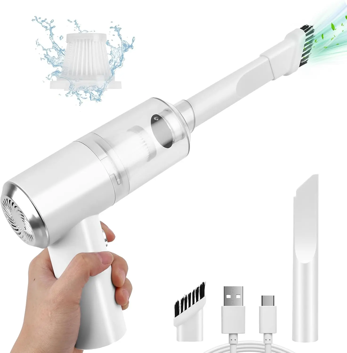 Mini  Vacuum Cleaner(4500 pa) Portable Cordless Rechargeable, Handheld Vacuum, Computer Hand Vacuum for Keyboard and Laptop, Mini Hand Held Vac for  and Home /V01/White