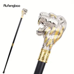 Golden White Lion Head with Mustache Fashion Stick Decorative Cospaly Vintage Fashionable Cane Crosier 94cm Cosplay