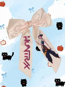 ZOEY Style Kpop Large Hair Bow - Custom HUNTR/X Printed Streamers, Soft Material with Strong Grip, Simple Versatile Wear