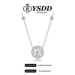 【#652】Star Coin Necklace Full Moissanite vvs Synthetic Moissanite Necklace in 925 Sterling Silver