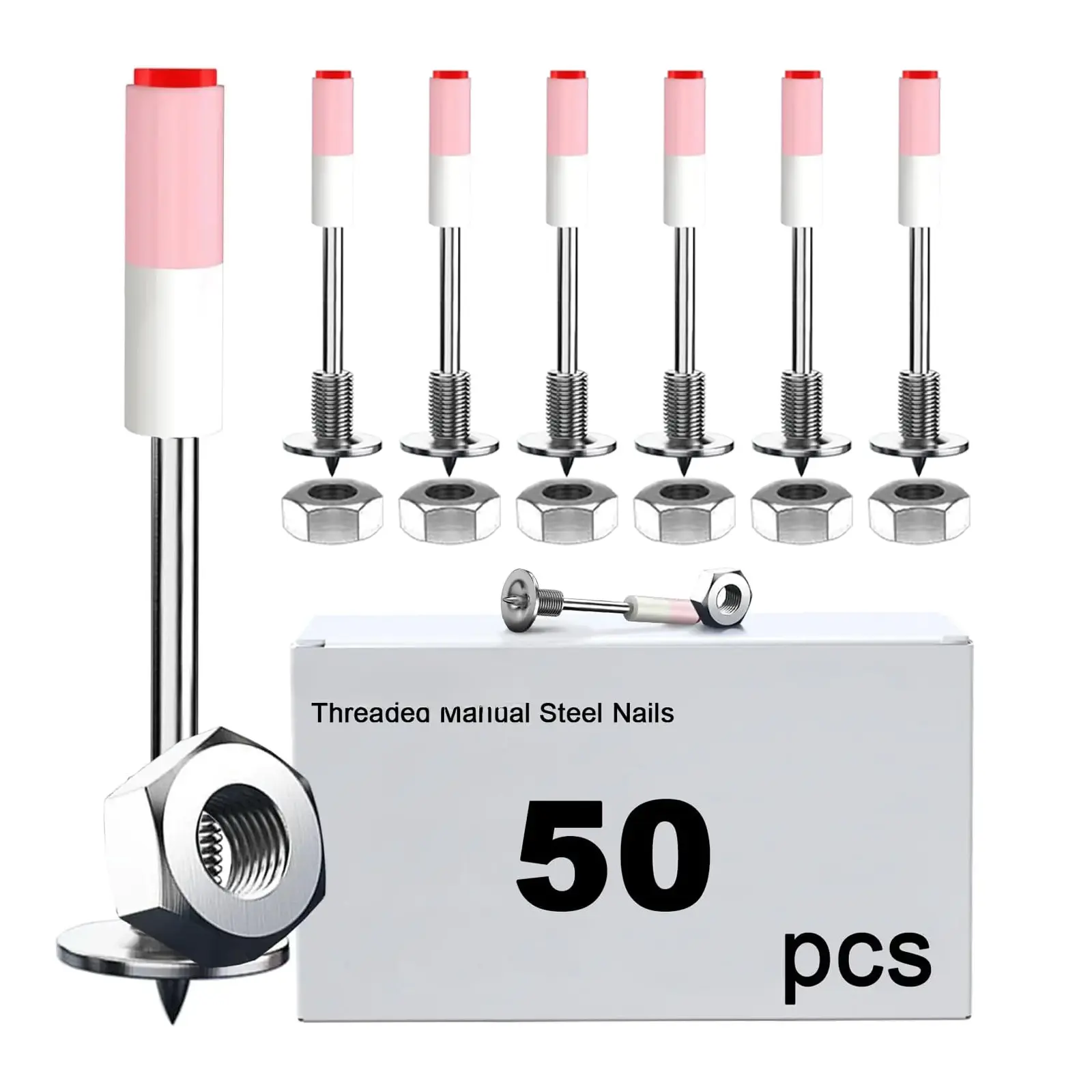 Threaded Manual Steel Nail,Concrete Nail Wall Fastening Tool,for Concrete Ceiling Cable Ducts Fixed Slotting Device Repair Tool Home DIY Nail Gun Accessories