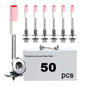 Threaded Manual Steel Nail,Concrete Nail Wall Fastening Tool,for Concrete Ceiling Cable Ducts Fixed Slotting Device Repair Tool Home DIY Nail Gun Accessories