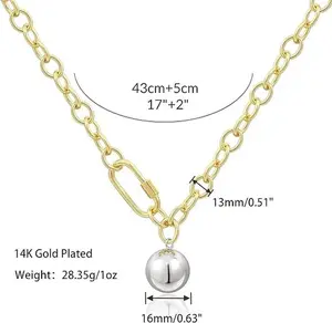 KissYan Gold Beaded Necklace for Women, 14K Gold Plated Chunky Big Ball Beads Chain Choker Necklace Statement Fashion Jewelry Gifts