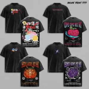 [COLLECTION] Devil Fruit One Piecee Washed Tee Anime Graphic Shirt Mera Mera no Mi, Gomu Gomu no Mi, Ope Ope no Mi Vintage Manga Streetwear Shonen Otaku Core T-Shirt Heavyweight Cotton, one piece merch