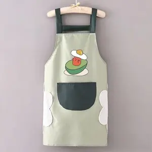Cute Cartoon Pattern Apron with Pocket, 1 Count Kitchen Work Supplies for Home