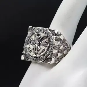 Centenario Style 925 Sterling Silver Ring with Cubic Zirconia Mexco 50 Pesos Coin Ring Gift Party Anniversary Engagement Statement Rings Wedding Bands Or Rings