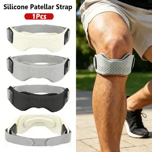 1Pcs Silicone Patella Tendon Support Strap Knee Brace for Women Men Adjustable Non-Slip Patella Band Support Stabilizer for Jumpers Knees Basketball Volleyball Squats