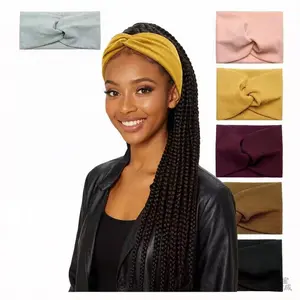 New Cross-border Cross Yoga Headband Elastic Knitted Sweet Face Washing Sports Headband Postpartum Hair Tie Hair Bun Headband for Women
