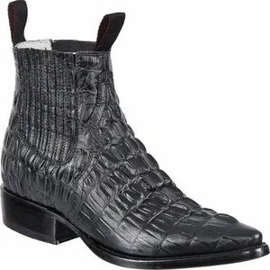 Botines Charros Negro Grabado Cocodrilo para Hombre | Diego’s Boots