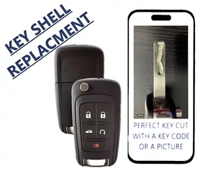 KEY CUT SERVICE + Chevrolet Flip Remote Key SHELL CASE 2010-2017 5 Buttons