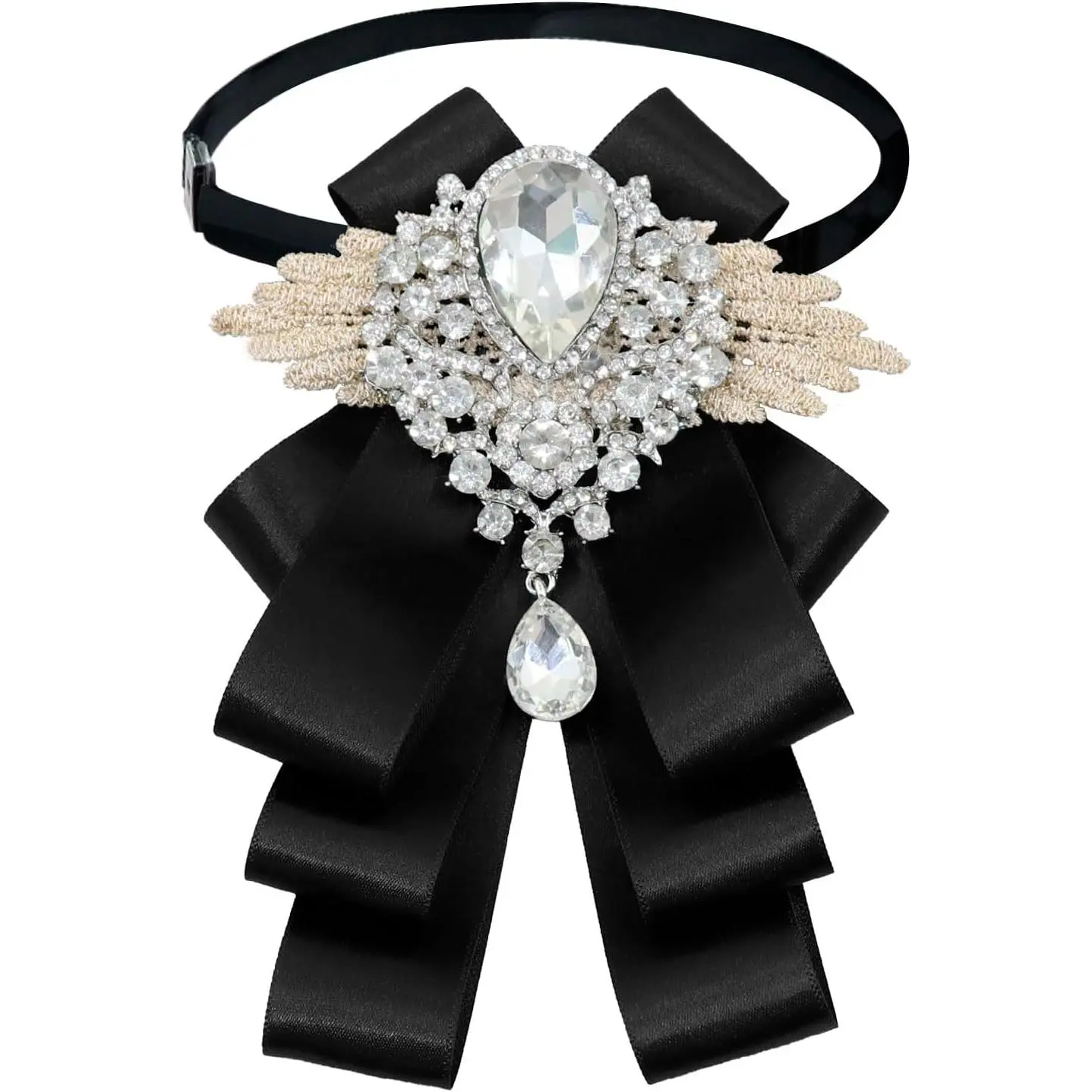 valentines gifts Womens Mens Bow Tie, Ribbon Rhinestone Crystal Bowknot Tie for Wedding Party