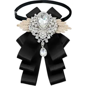 valentines gifts Womens Mens Bow Tie, Ribbon Rhinestone Crystal Bowknot Tie for Wedding Party