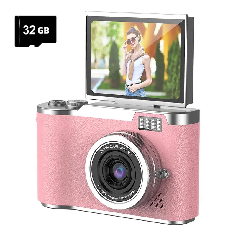HD Digital Camera, Vlogging Handheld Camera with 2.4 Inch 180° Flip Screen, 48 MP, Multiple Filters, 800mAh Large Battery, Fill Light, 32GB TF Card for Adult, Teenager, Boys, Girls Birthday Gifts