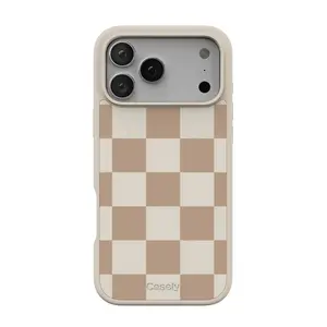 Casely iPhone 17 Pro Case | Fit Check | Neutral Checkerboard | Align Soft-Touch Flexible Bumper Case | Compatible with MagSafe