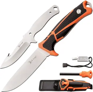 Elk Ridge - Interchangeable Fixed Blade Knife, Drop Point and Gut Hook Blades, Outdoors Trek Series Hunting, Camping, Fishing