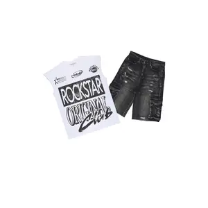 Rylok White/Black Oversized Graphic T-Shirt & Keylor  Denim Short Set