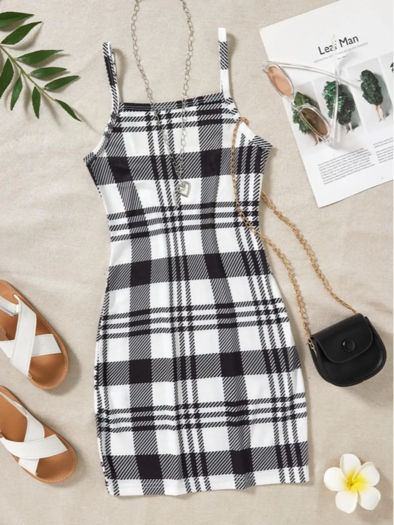 Girl's Plaid Print Cami Dress, Casual Fashion Spaghetti Strap Sleeveless Dress for Daily Outdoor Wear, Kids Clothing for Summer