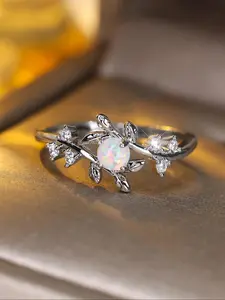 Artificial Gemstone & Rhinestone Decorated Ring, Fashion Accessories for Women, Trendy All-match & Exquisite Jewelry for Birthday Gift, Aurora Ring