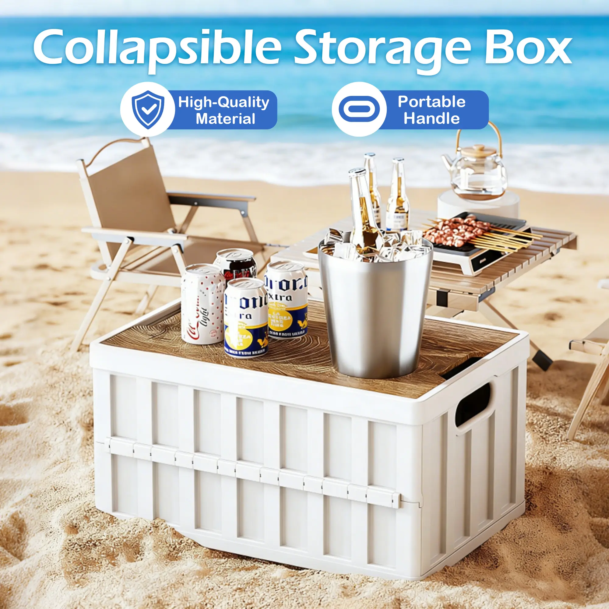 1 count storage cubic container, multifunctional, foldable, white and red, for closet organization