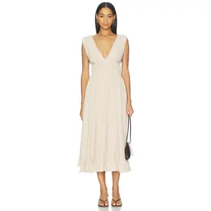 PEIXOTO Ava Midi Dress in Beige Canvas