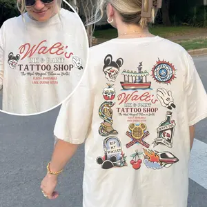Comfort Colors Walt's Ink & Paint Tattoo Shop Shirt, WDW Flash Tattoo Tee, WDW Trip Shirt, Retro Magic Kingdom Tattoo Shirt