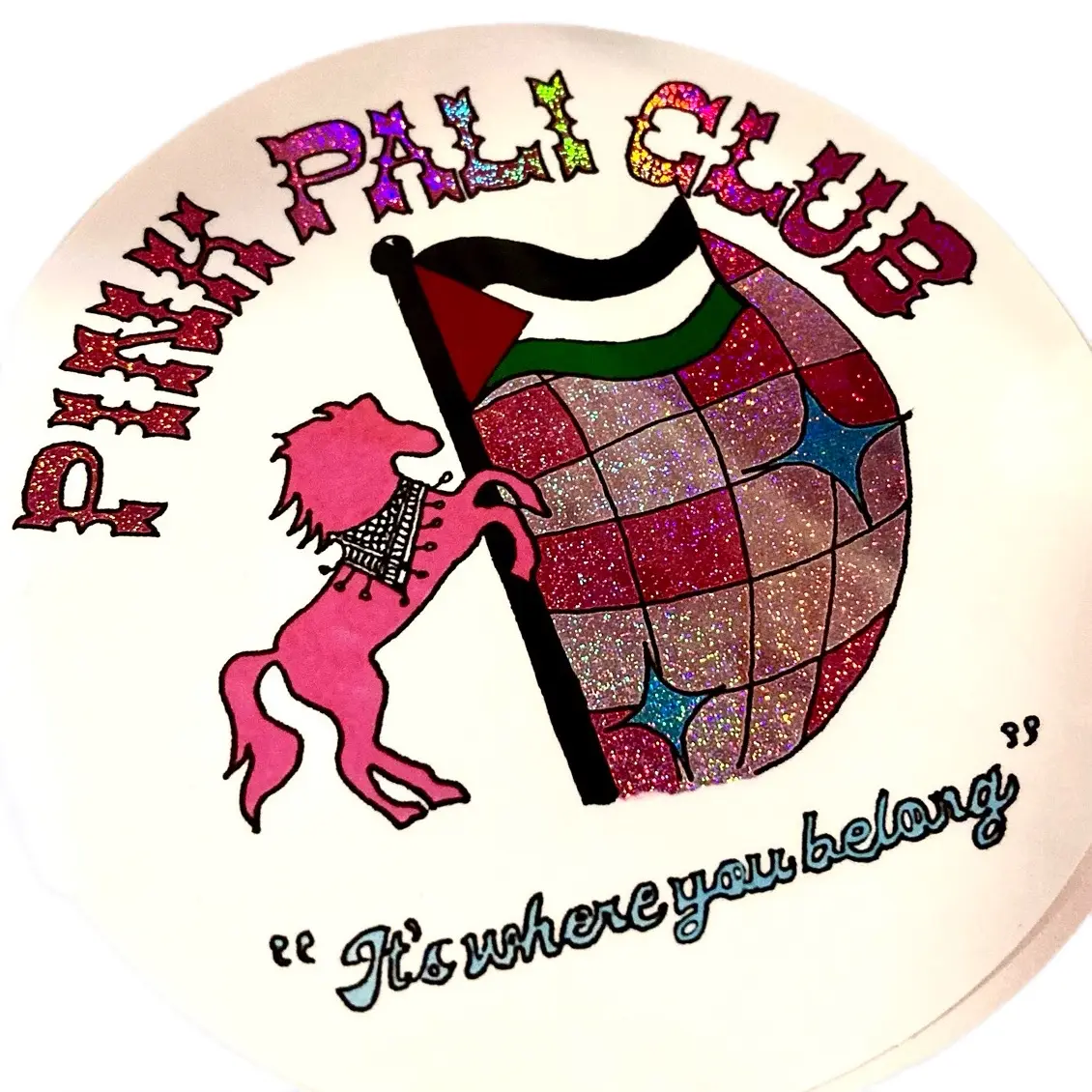 “ Pink Pali Club” Chappell Roan Inspired Super Sparkly Sticker