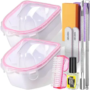 10Pcs Nail Soaking Bowl Kit 2 Soak Off Bowl Nail Soaking Bowl Acetone Proof Soak Off Gel Polish Remover Bowl, Manicure Bowl Cuticle Peeler Scraper Cuticle Oil Nail File and Buffer Nail Brush