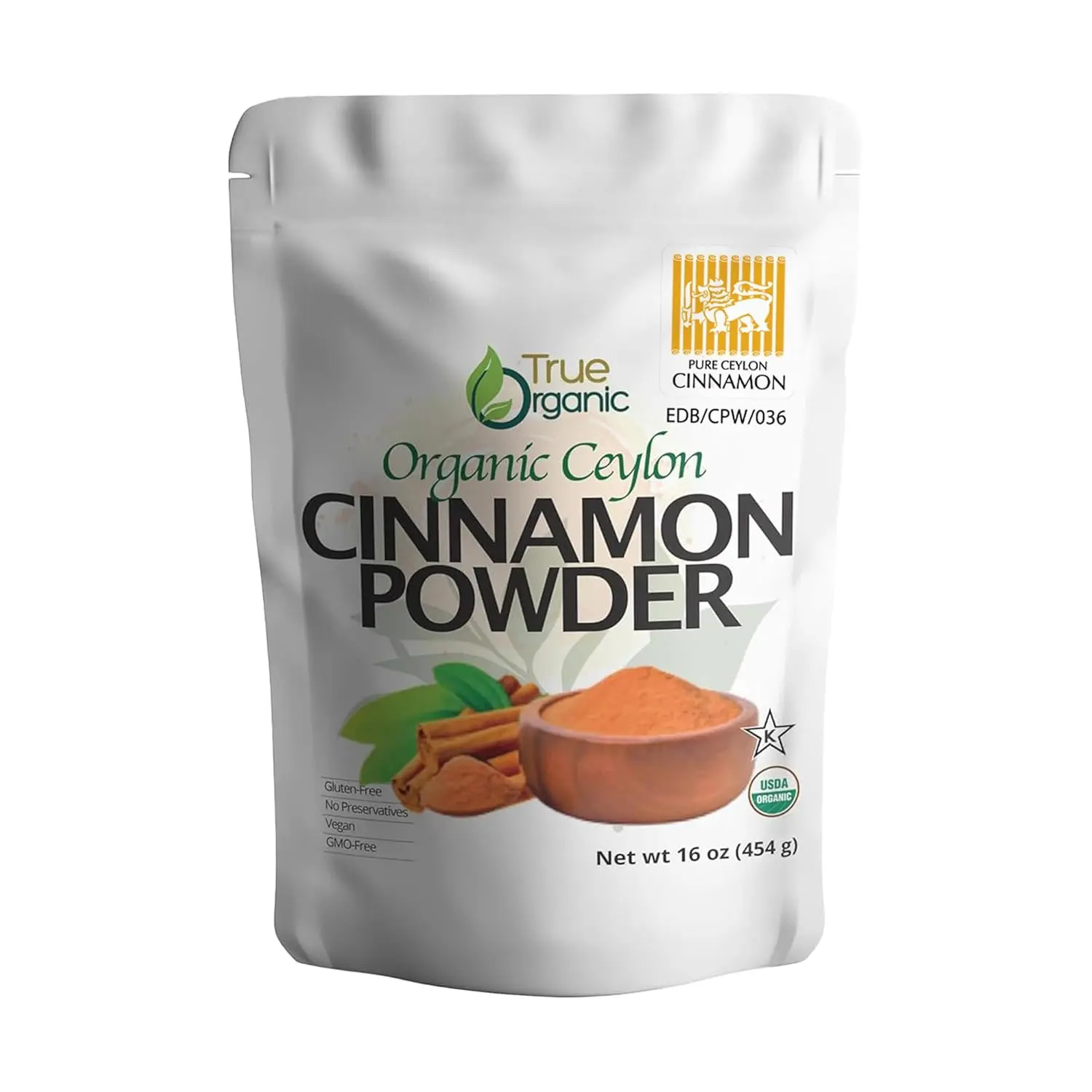 True Organic Pure Ceylon Cinnamon Powder, 1 lb, Premium Grade, Gluten ...