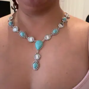 Boho Style Turquoise Decorated Necklace & Bracelet, Vintage Simple Jewelry Sets for Vacation and Party, Versatile Jewelry for Women