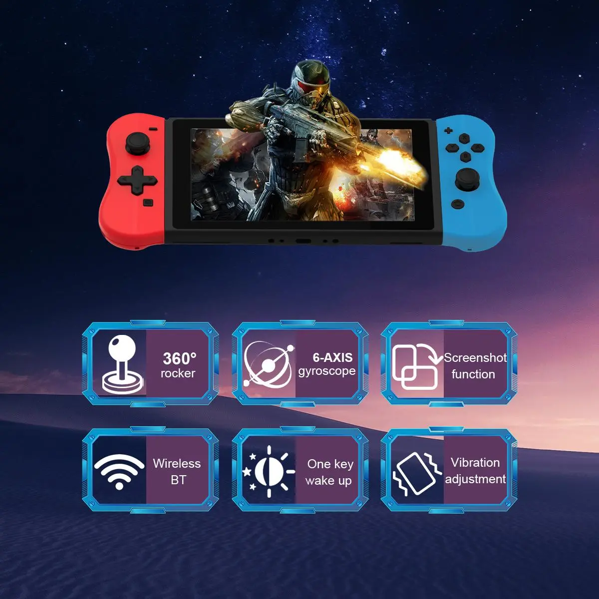 YLW New Wireless Dual Joycons for Nintendo Switch 2017 Console, Colorful Left-Right Game Pad Remote with Dual & Universal Joysticks, Gaming Console Accessories, Dual Joystick,sohochic