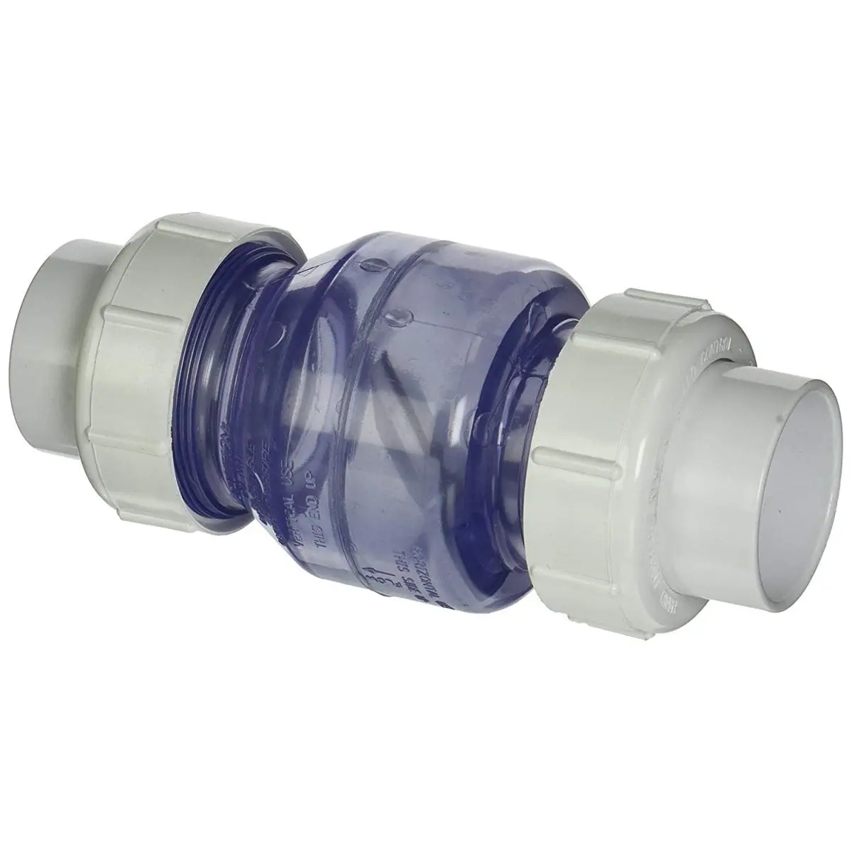 212 MAIN 2 In.. Swing Check Valve, Transparent PVC Pipe Part with Flo Control & Union, Model 1720C20 for Pool and Spa Equipment