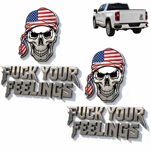 F Your Feelings Skull Truck Emblem, Fuck Your Feelings Car Skull Sticker Decals, Car Exterior Emblems Badge 3D Stickers, Humor Car Bumper Hood Trunk Decor for SUV, Truck, Motorcycle (2pcs)