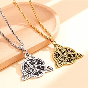 Norse Rune Celtic Knot Necklace, KISSFOO Stainless Steel Protective Accessories for Men and Women