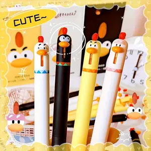Cute Chicken Shape Retractable Ballpoint Pens, 4/8 Pack, Quick-Dry Ink, Lightweight Durable Plastic, Office & Daily Writing, Creative Gift