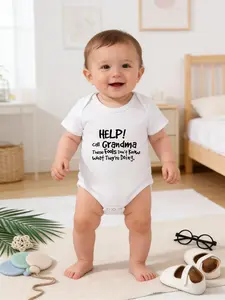 Newborn Baby Boy Girl Onesie, Letter Print Short Sleeve Romper, Unisex Infant Jumpsuit, Comfortable and Cute Newborn