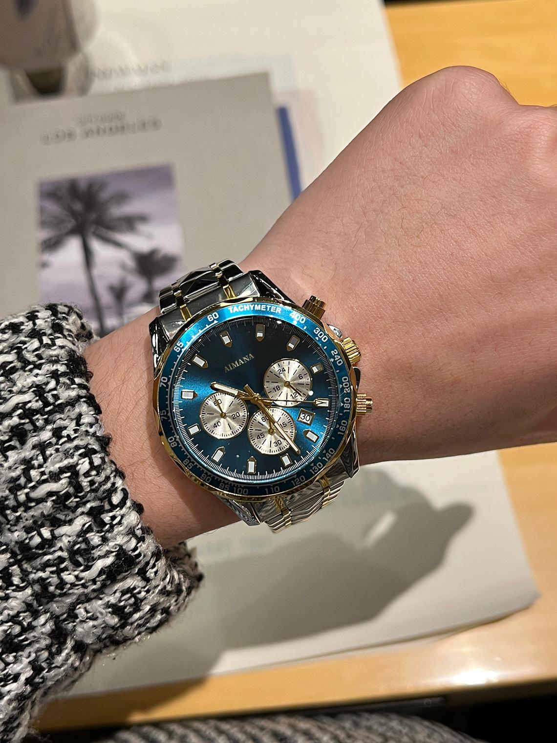 Swiss Luxury Men's Multifunctional Watch - Luminous Quartz Wristwatch with Premium Steel Band, Waterproof Business Style