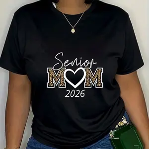 100% Cotton Mom Senior 2026 Proud Mom Of A Class Of 2026 Graduate T-Shirt Short Sleeve Shirt