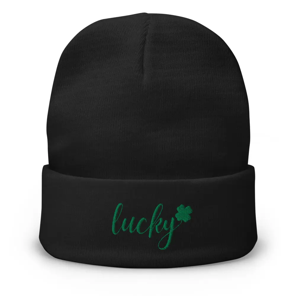 Lucky 4-Leaf Clover Embroidered Beanie