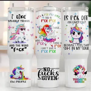 Funny Unicorn Tumbler 40oz Stainless Steel Handmade Sarcasm Lid Straw Bottle Drinkware Water Bottles Cup Mug Portable Bottled Washable Reusable Insulated Flasks