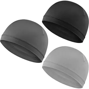 3Pcs Skull Caps Soft Lightweight Beanie Hats Moisture Wicking Stretchy Breathable Helmet Liner for Men