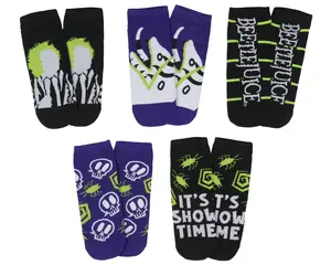 Beetlejuice It's Show Time 5 Pack No-Show Ankle Socks For Men and Women