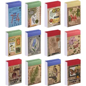 PRSTINCOL Writable Surface Decorative Stickers Crafting Kit - 12 Sets, 600 PCS Vintage-Inspired Supplies for Scrapbooking, Junk Journals