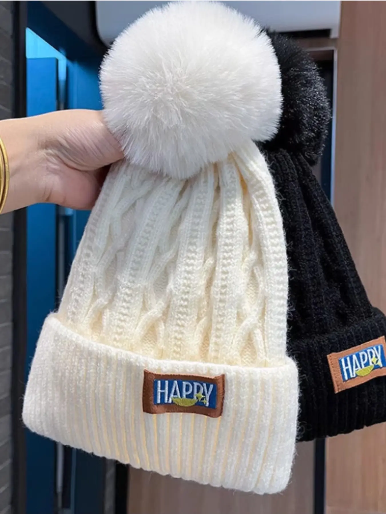 Women Girl Lady Warm Knitted Hat and Scarf Set With Large Fur Pom Pom, Solid Color, Versatile, Thick Lining, Suitable For Outdoor Cycling, Fashion Personalized, Casual Elegant Retro Street Style, Beanie,Polyester, Autumn Winter Gift Present