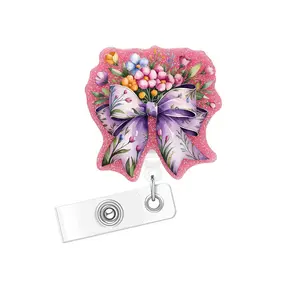 Acrylic Bling Retractable Badge Reel, 3 Counts/set Belt Clip Retractable Name Badge Holder for Nurse Doctor Student Worker Volunteer