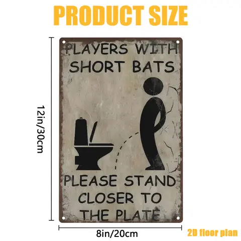 8x12 Inch Funny Bathroom Aluminum Metal Sign, Please Stand Closer Toilet Humor Wall Decor, Vintage Restroom Plaque for Guest Bathroom, Powder Room, Home, Office, Bar & Man Cave