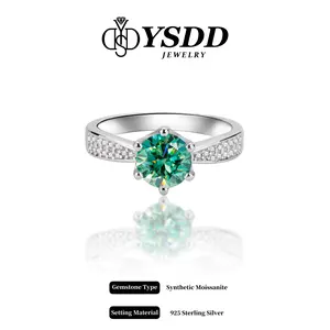 【#264】1Carat Aurora Borealis Green Synthetic Moissanite Ring in Uranus Cut S925